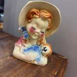 Shawnee Pottery Ceramic Wall Pocket - Girl w Doll
