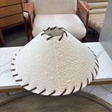 White Lampshade with Leather Stitching