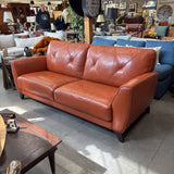 Burnt Orange Leather Contemporary Sofa