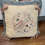 Embroidered Throw Pillow w/Tassels