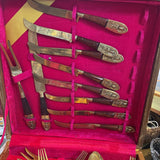 Vintage Mid-Century Brass&Rosewood Siam Flatware Set