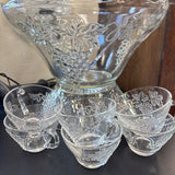 Harvest Grape Punch Bowl ladle & 6 cups