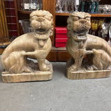 Vintage Wooden Foo Dog Statues