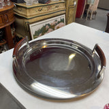 MCM Vintage Stainless Serving Tray w/Wood Handles