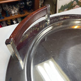 MCM Vintage Stainless Serving Tray w/Wood Handles