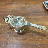 Silverplate tea Strainer w/stand