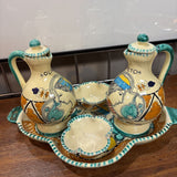 Italian Majolica Pottery Oil & Vinegar Set