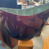 Large Handmade Artisan Metal Vessel w/Wood Stand