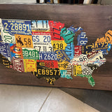 Large USA State Map on Wood