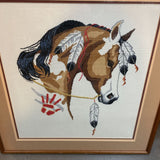 Framed Cross-Stitch Horse Image