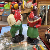 Vintage Rustic Chicken and Rooster Pair