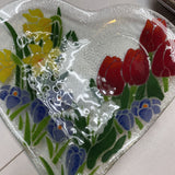 Art Glass Floral Heart Plate