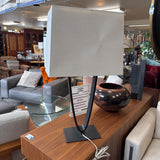 Iron V Lamp w 2 bulbs - rectangle shade