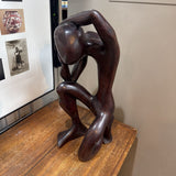 Hand Carved Wood African Thinking Man Sculpture