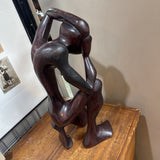 Hand Carved Wood African Thinking Man Sculpture