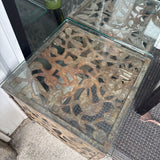 Haitian Metal indoor/Outdoor Side Table w Glass Top