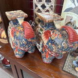 Japanese Porcelain Satsuma Style Elephant Figurines