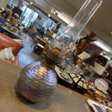 2 Wick Iridescent Art Glass Oil Lamp