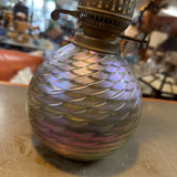2 Wick Iridescent Art Glass Oil Lamp