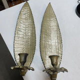 Set of 2 Metal Leaf Wall Candle Holders/Sconces
