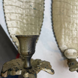 Set of 2 Metal Leaf Wall Candle Holders/Sconces