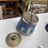 Antique Wedgewood Blue Jasperware Biscuit Barrel