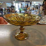 Vintage Amber Glass Pedestal Bowl