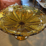 Vintage Amber Glass Pedestal Bowl