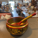 Golden Khokhloma Russian Bowl w Spoon