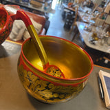 Golden Khokhloma Russian Large Bowl w Spoon