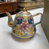 Vintage Mini Cloisonne Enamel Teapot w Box