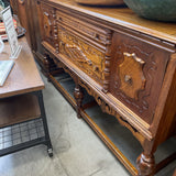 Vintage Ornate Wood Sideboard w/2 Doors & 2 Drawers