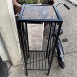 Black Metal Plant Stand w/Tile Top
