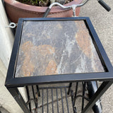 Black Metal Plant Stand w/Tile Top