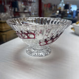 Glass Pedestal Bowl w Ruby Accents