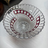 Glass Pedestal Bowl w Ruby Accents
