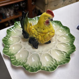 Vintage Chicken Deviled Egg Plate