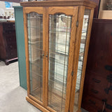 Oak Curio Cabinet w/4 Glass Shelves