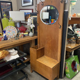 Antique Wood Hall Tree w/Mirror