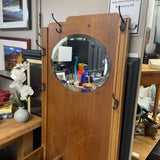 Antique Wood Hall Tree w/Mirror