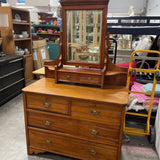 Vintage Wood Dresser w/Mirror