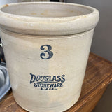 Vintage Douglas Stoneware 3-Gallon Crock
