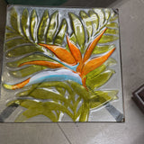 Glass Leaf Design Side Table