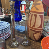 Smoky Glass Candlestick Pair