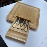 Bamboo Cheese/Charcuterie Board w cheese knife drawer