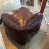 Distressed Leather Ottoman