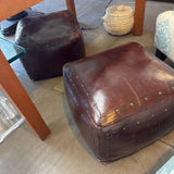 Distressed Leather Ottoman