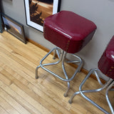 Red Vinyl Seat Metal Stool