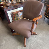 Vintage Wooden Upholstered Desk Chair