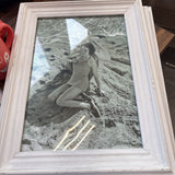 Vintage Woman with Parasol on the Beach